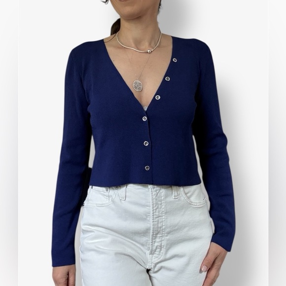 Aldo Martins Royal Blue Cropped Cardigan - Picture 2 of 9